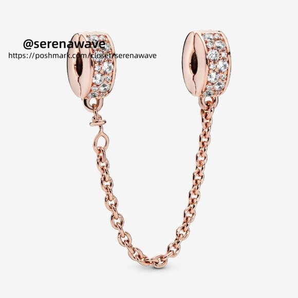 Pandora Clear Pavé Safety Chain Clip Charm - Picture 1 of 2